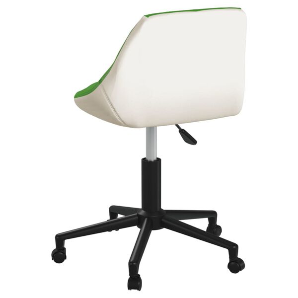 vidaXL Silla de comedor giratoria de cuero sint&eacute;tica verde y blanco