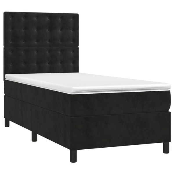 vidaXL Cama box spring colch&oacute;n y LED terciopelo negro 100x200 cm
