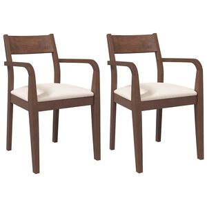 vidaXL Sillas de comedor con cojines 2 uds madera maciza marr&oacute;n caucho