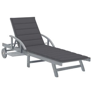 vidaXL Tumbona de jard&iacute;n con coj&iacute;n madera maciza de acacia