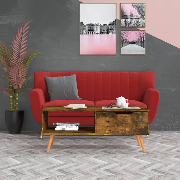 vidaXL Mesa de centro madera ingeniería roble ahumado 100x49,5x43 cm