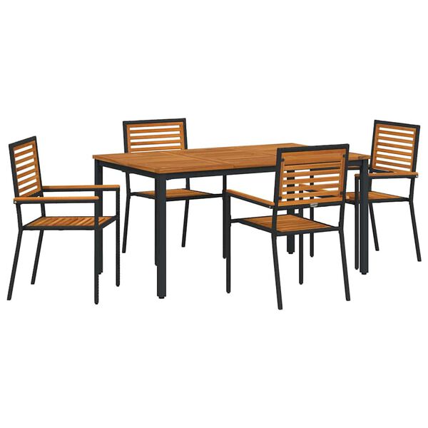 vidaXL Conjunto de Comedor de Jard&iacute;n 5 pcs Negro y Marr&oacute;n