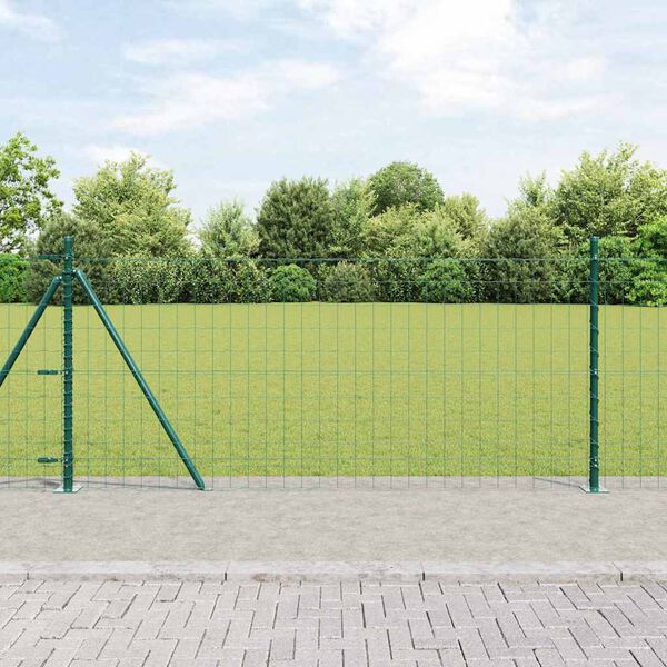 vidaXL Valla con Poste Verde 0,8 x 25 m Acero y PVC
