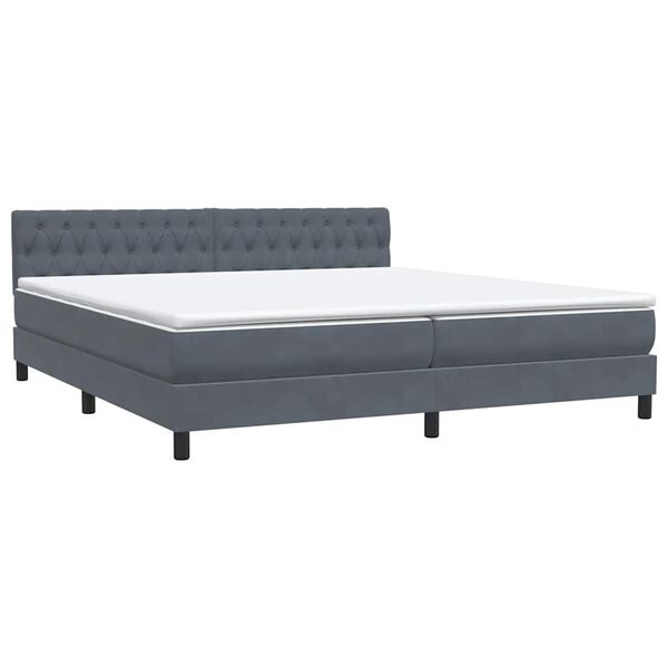 vidaXL Cama box spring con colch&oacute;n terciopelo gris oscuro 180x220 cm