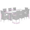 vidaXL Set de comedor de jardín 11 pzas y cojines ratán sintético gris