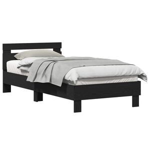 vidaXL Estructura de cama con cabecera Roble Negro 203 x 95 x 70 cm