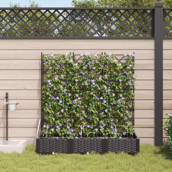 vidaXL Macetero de Jard&iacute;n 3 pcs Negro Acero