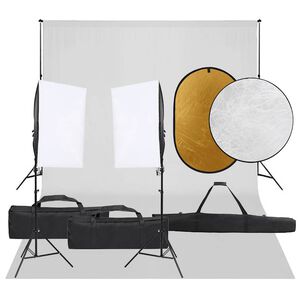vidaXL Kit de estudio fotogr&aacute;fico con set de luces, fondo y reflector