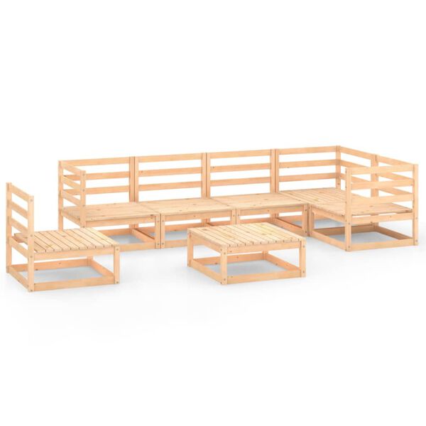 vidaXL Juego de muebles de jard&iacute;n 7 piezas madera maciza de pino