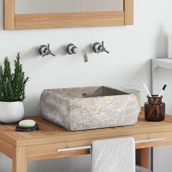 vidaXL Lavabo gris m&aacute;rmol 30x30x13 cm