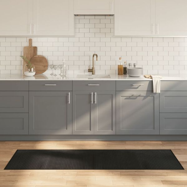vidaXL Alfombra rectangular bamb&uacute; negro 60x200 cm