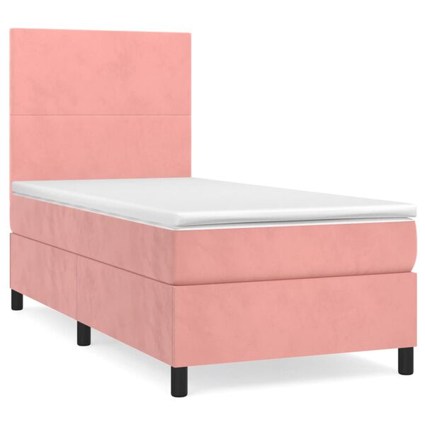 vidaXL Cama box spring con colch&oacute;n terciopelo rosa 80x200 cm