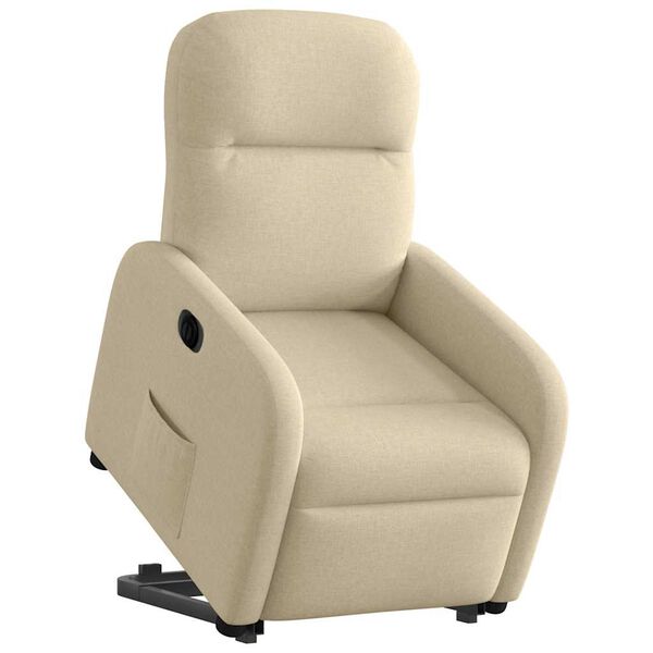 vidaXL Sill&oacute;n el&eacute;ctrico reclinable elevable de tela color crema