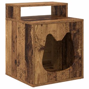 vidaXL Casa para Gatos Madera envejecida 42,5 x 40 x 53,5 cm