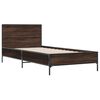 vidaXL Estructura cama madera ingenier&iacute;a metal roble marr&oacute;n 90x200 cm