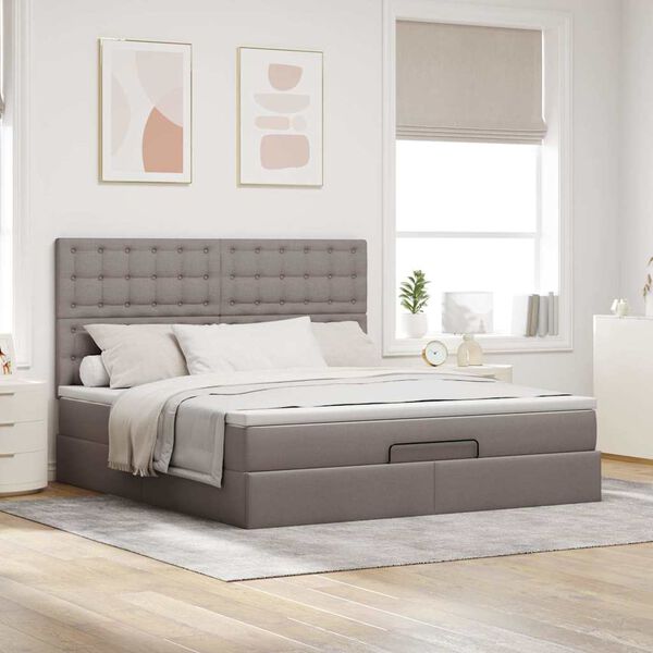vidaXL Estructura de cama otomana colch&oacute;n tela gris pardo 160x200cm