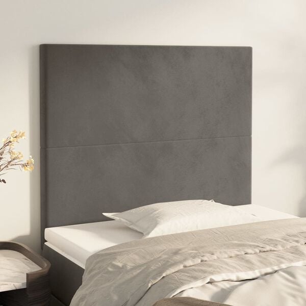 vidaXL Cabecero de terciopelo gris oscuro 90x5x118/128 cm