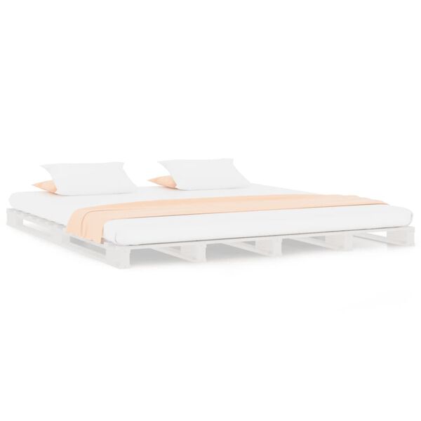 vidaXL Cama de palets madera maciza pino blanca Super King 180x200 cm