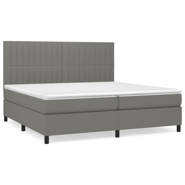 vidaXL Cama box spring con colch&oacute;n tela gris oscuro 200x200 cm