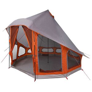 vidaXL Carpa Tipi con techo Gris y naranja 404 x 370 x 270 cm tafet&aacute;n