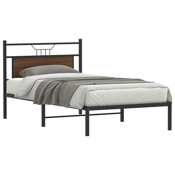 vidaXL Estructura de cama sin colch&oacute;n roble marr&oacute;n 107x203 cm