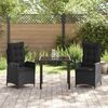 vidaXL Conjunto de Comedor de Jard&iacute;n 3 pcs Negro rat&aacute;n sint&eacute;tico