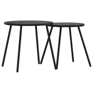 vidaXL Mesitas de jard&iacute;n redondas 2 ud acero recubrimiento polvo negro