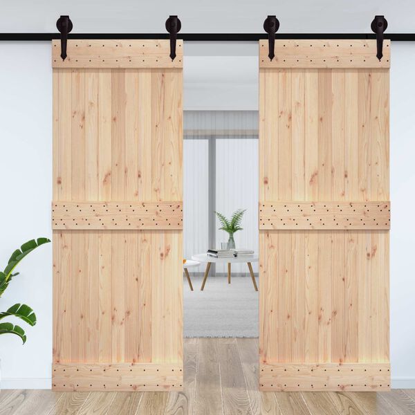 vidaXL Puerta NARVIK Natural 85 x 210 cm Madera de Pino S&oacute;lido
