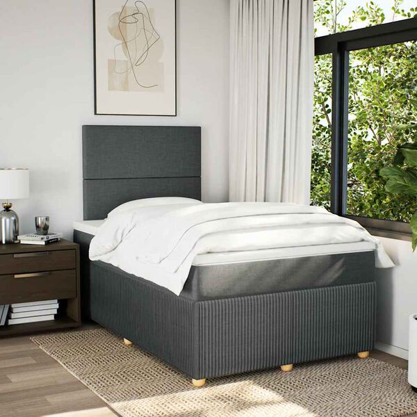 vidaXL Cama box spring con colch&oacute;n tela gris oscuro 120x190 cm