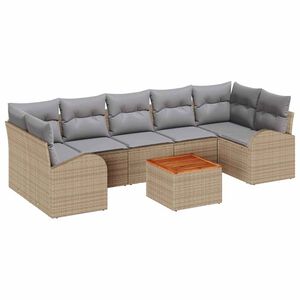 vidaXL Conjunto de sof&aacute;s de jard&iacute;n 8 pcs Beige rat&aacute;n sint&eacute;tico