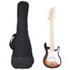 vidaXL Guitarra el&eacute;ctrica para ni&ntilde;os con funda marr&oacute;n y blanco 3/4 30"