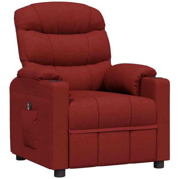 vidaXL Sill&oacute;n reclinable el&eacute;ctrico tela rojo tinto
