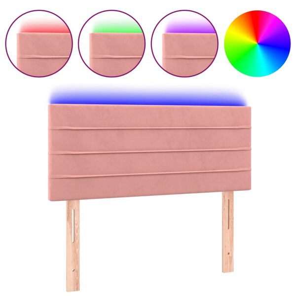 vidaXL Cabecero con LED de terciopelo rosa 80x5x78/88 cm