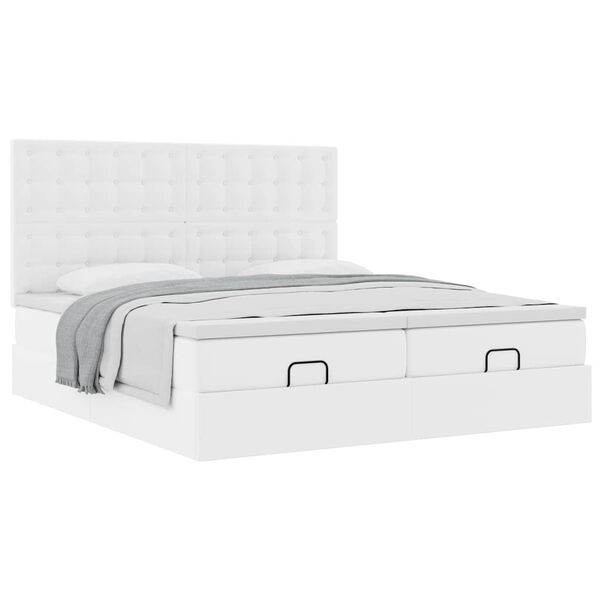vidaXL Estructura cama otomana colchones blanco puro 160x200cm