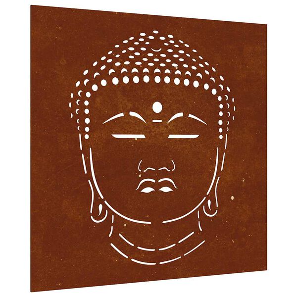 vidaXL Adorno de pared de jard&iacute;n acero corten cabeza de Buda 55x55 cm