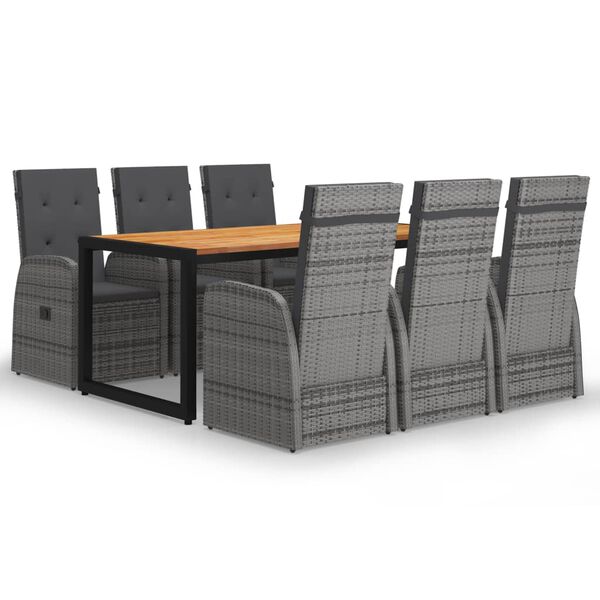vidaXL Juego de comedor para jard&iacute;n de 7 piezas gris