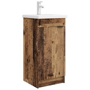 vidaXL Vanidad de ba&ntilde;o con lavabo Madera envejecida 42 x 40 x 84,5 cm