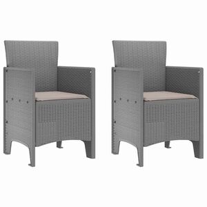 vidaXL Silla de Jard&iacute;n 2 pcs Gris Claro 53 x 49 x 85 cm Polipropileno