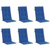 vidaXL Coj&iacute;n silla de jard&iacute;n respaldo alto 6 uds tela azul 120x50x3 cm
