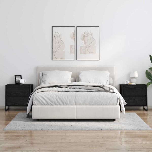 vidaXL Mesa de Noche con caj&oacute;n Roble Negro 50 x 39.5 x 50 cm