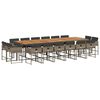 vidaXL Set comedor de jard&iacute;n 17 pzas y cojines rat&aacute;n sint&eacute;tico gris