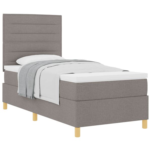 vidaXL Cama tipo Box Spring con colch&oacute;n Taup&eacute; 90 x 190 cm tela