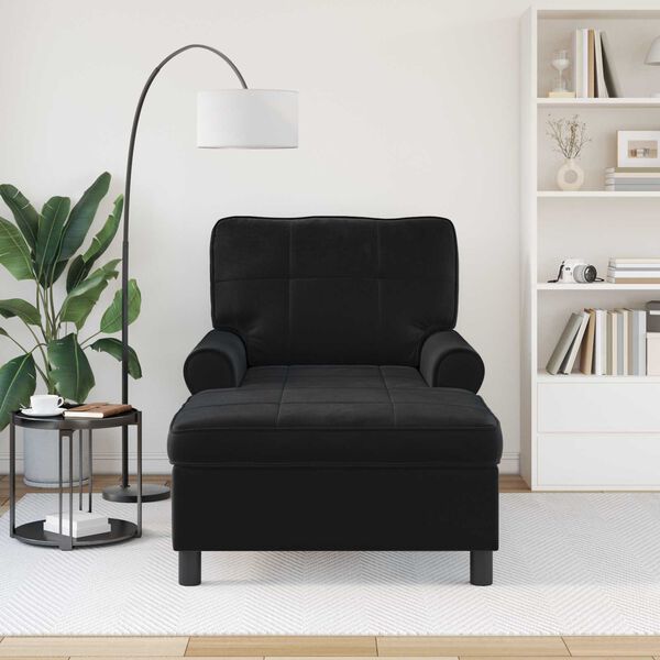 vidaXL Sill&oacute;n reclinable con coj&iacute;n Negro 91 x 157 x 91 cm Terciopelo