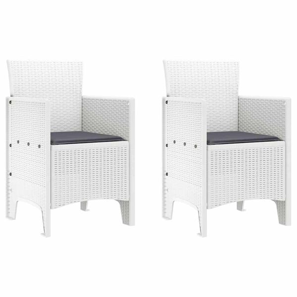 vidaXL Silla de Jardín 2 pcs Blanco 53 x 49 x 85 cm PP