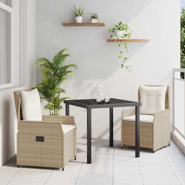 vidaXL Conjunto de Comedor de Jard&iacute;n 3 pcs Beige y Gris Claro