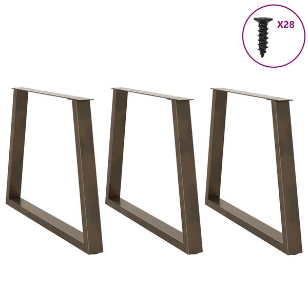 vidaXL Patas para mesa de comedor en forma de V (3 unidades, acero natural, 100 x 72-73,3 cm)