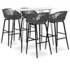 vidaXL Mesa alta y taburetes de bar 5 piezas blanco y gris