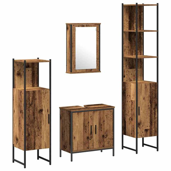 vidaXL Juego de muebles de ba&ntilde;o 4 pcs Marr&oacute;n Madera contrachapada