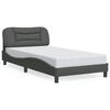 vidaXL Estructura de cama sin colch&oacute;n Hvar tela gris oscuro 100x203 cm