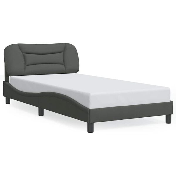 vidaXL Estructura de cama sin colch&oacute;n Hvar tela gris oscuro 100x203 cm